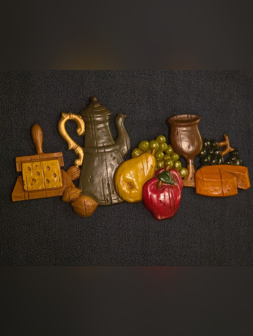 Vintage Decorative Fruit & Kitchen Wall Plaque - Red, Yellow, Green, Brown